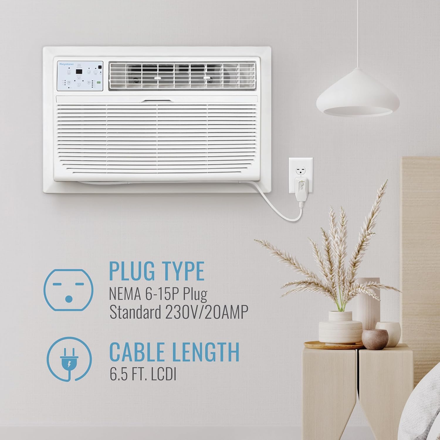 Keystone 14,000 BTU 230V Wall Mounted Air Conditioner & Dehumidifier with Remote Control - Quiet Wall AC Unit for Bedroom, Garage, Nursery, Large Rooms up to 700 Sq.Ft.