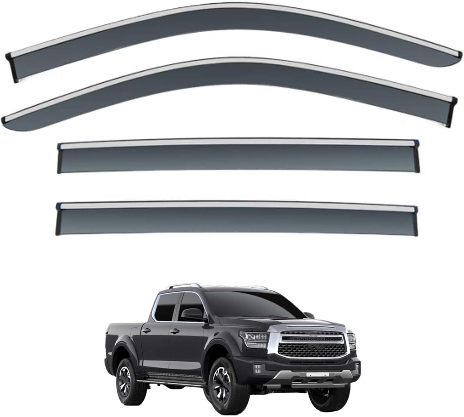 Window Deflectors for GWM Poer Sahar MK1 2024+, Sun Rain Guard Window Visors Vent Shades with Bright Stripes Car Accessories