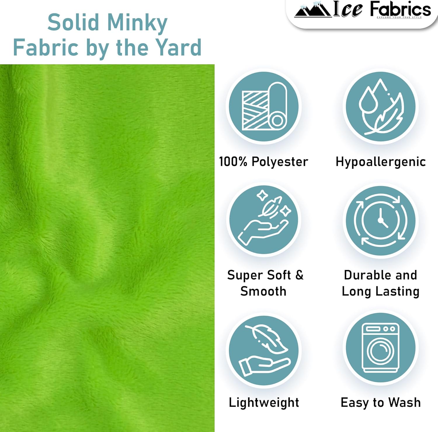Ice Fabrics Solid Minky Fabric by The Yard - Soft, Smooth and Luxury 58/60