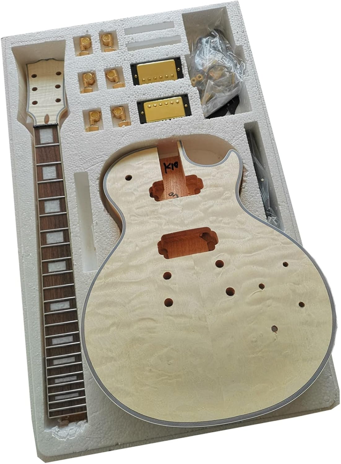 DIY Electric Guitar Kit Mahogany Okoume Body Rosewood Fingerboard Electric Guitar Assembly Kit Unfinished Guitar Set