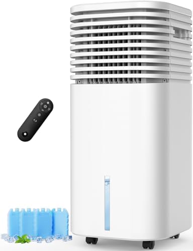 Windowless Portable Air Conditioners with 4Modes & 3Speeds, 15H Timer for Smart Auto-off, 2Gal Tank for 20H Cooling, Evaporative Air Cooler 17FT Remote, 120° Swing Swamp Cooler No Hose Needed