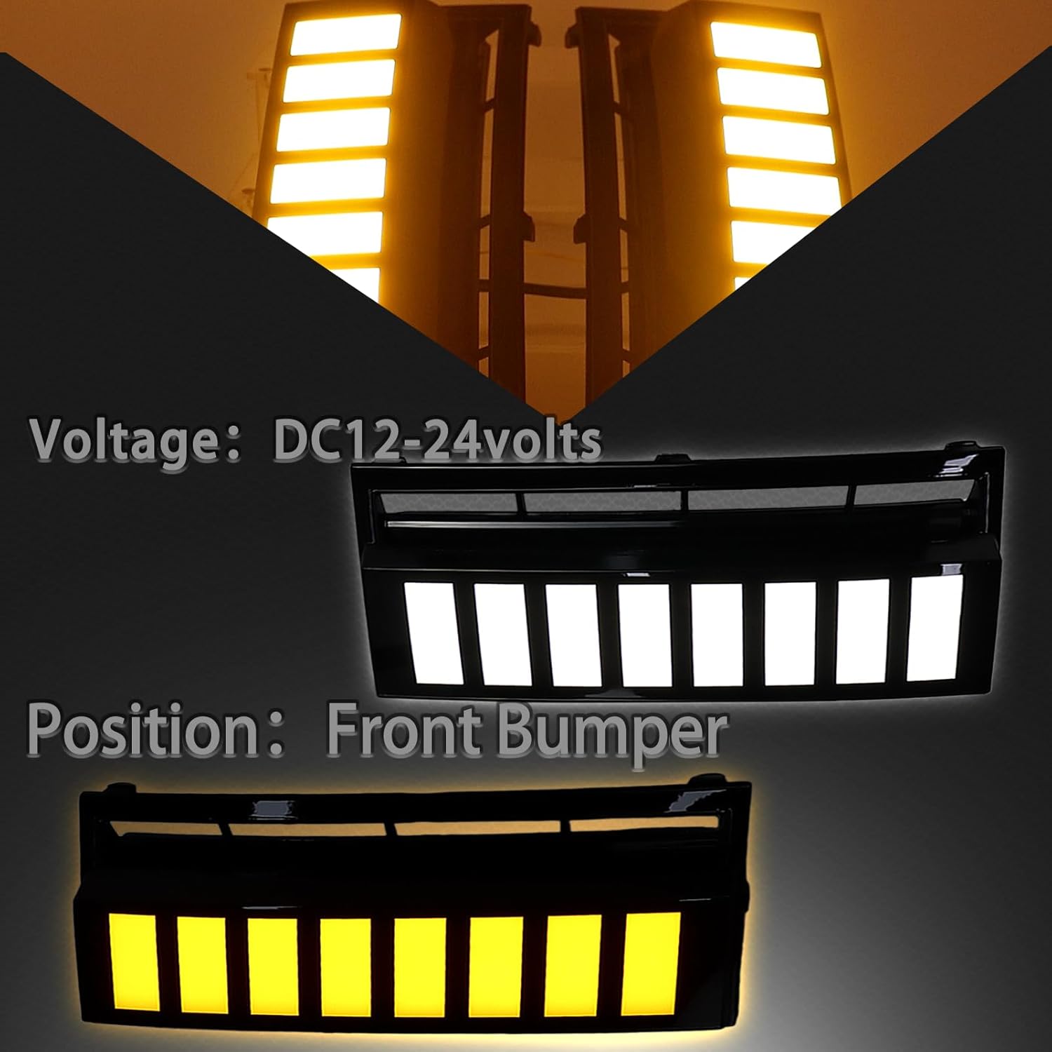 LED Front Bumper Fog light DRL Amber Sequential Turn Signal Lamp Feature Kit for Hyundai Santa Fe 2024 2025 Replacement Front Bumper Air Intake Trim Accessories,2pcs