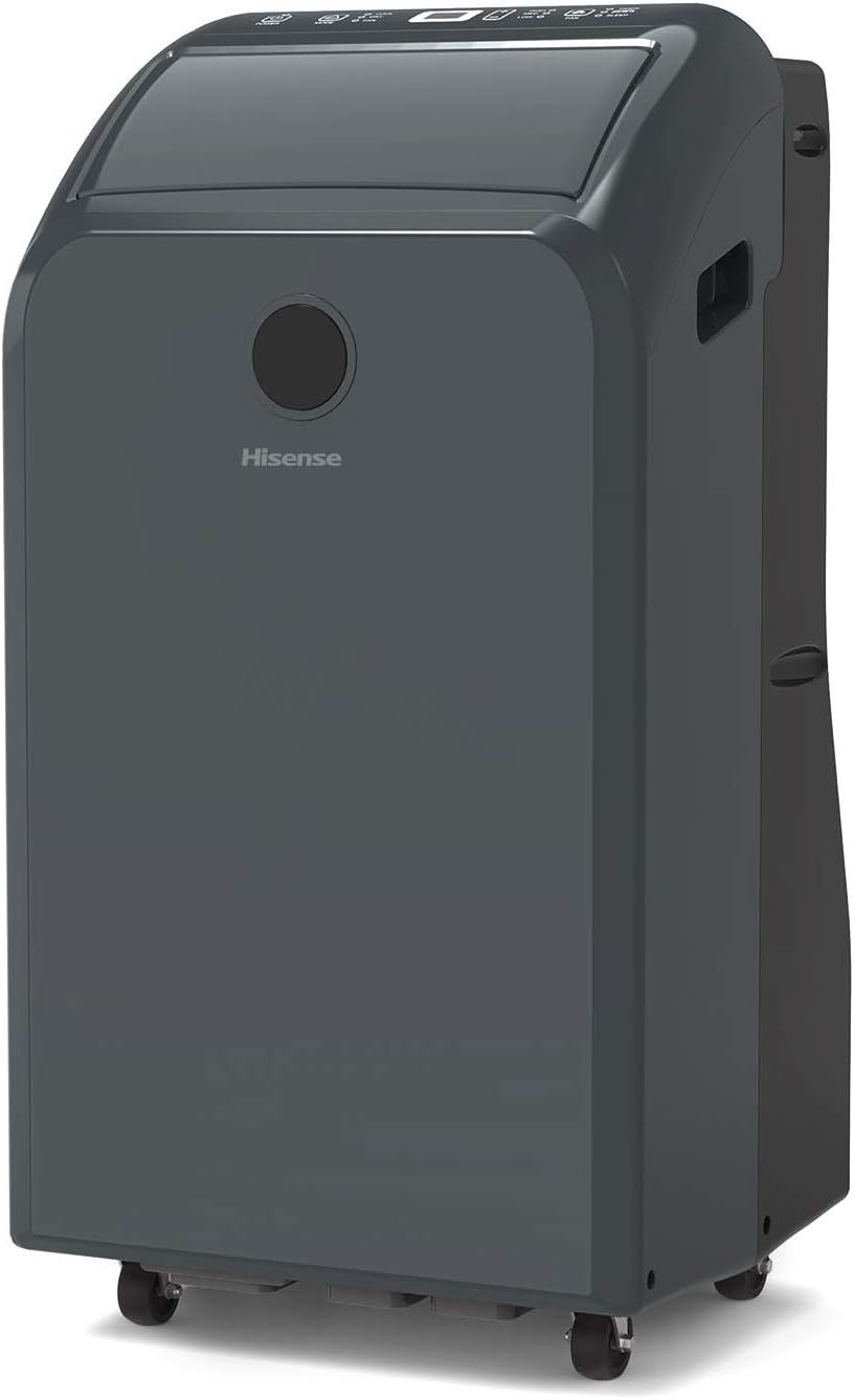 Hisense Dual-Hose Portable Air Conditioner with Inverter Technology 10,000 BTU Cooling Dehumidifier Fan for Rooms up to 550 sq ft, Remote Control, Black (Renewed)