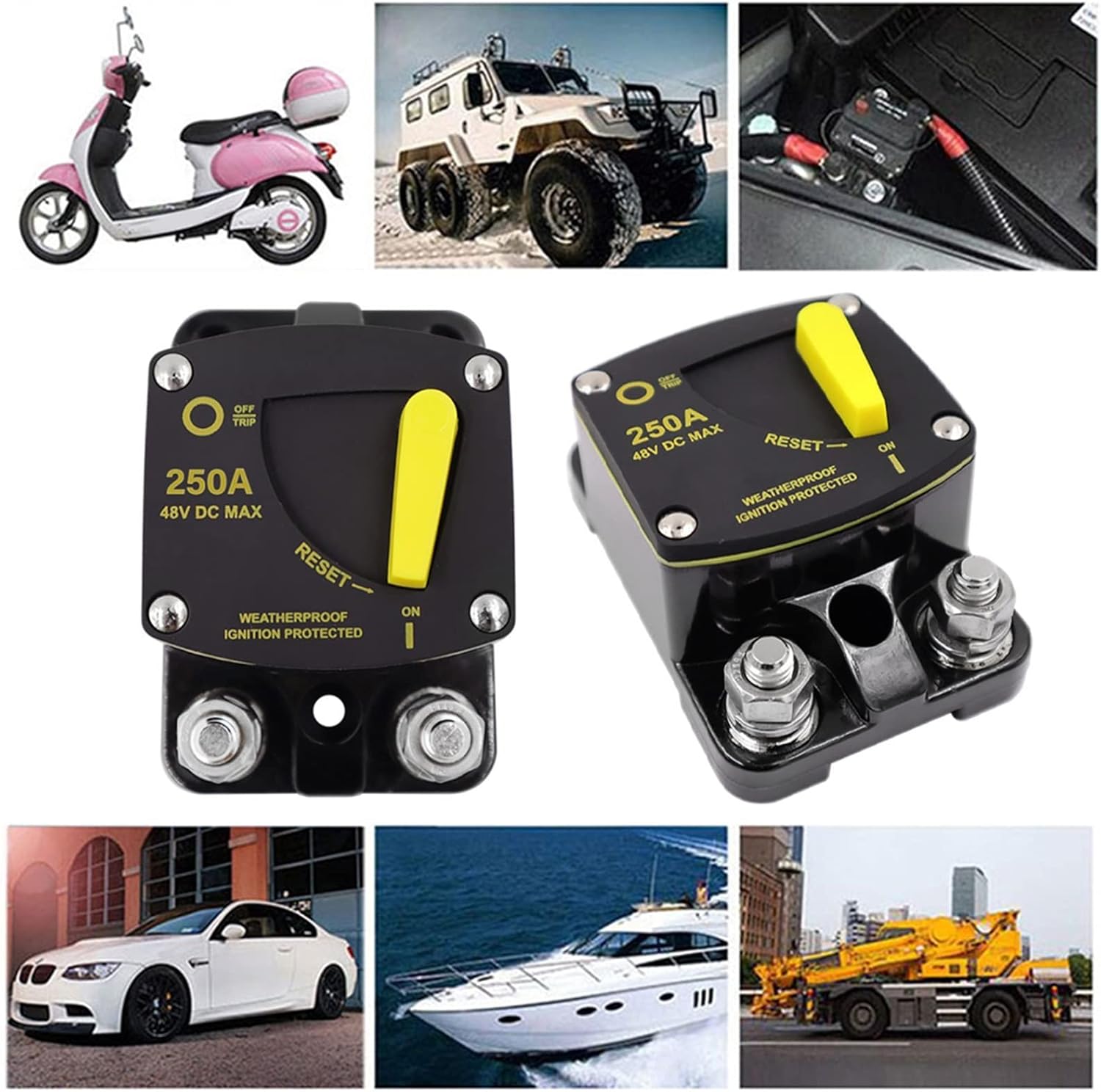 50A 60A 80A 100A 150A 200A 250A 300A AMP Circuit Breaker Fuse Reset 12-48V DC Car Audio Amplifier Breaker Waterproof 2022(Color:150a)