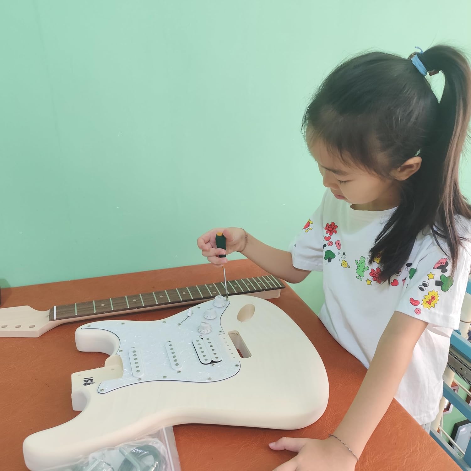 Flame Maple Effect TL Style Semi-Finished Diy Electric guitar Kit