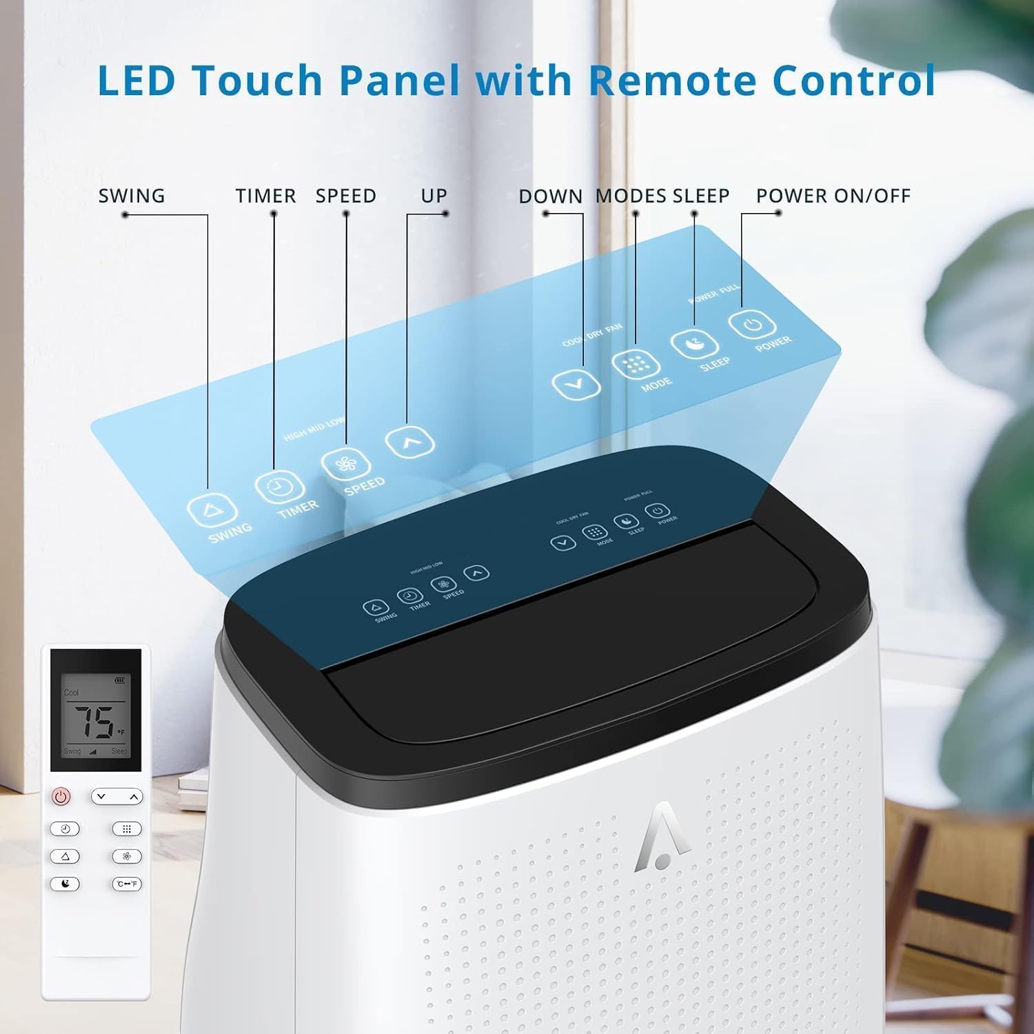 OUTLANE 3-in-1 Portable Air Conditioner, 14,000 BTU Portable Ac Units Up to 750 Sq.Ft, Smart & Quiet Sleep Mode, Remote Control, Easy Installation - Ideal for Home, School, Office