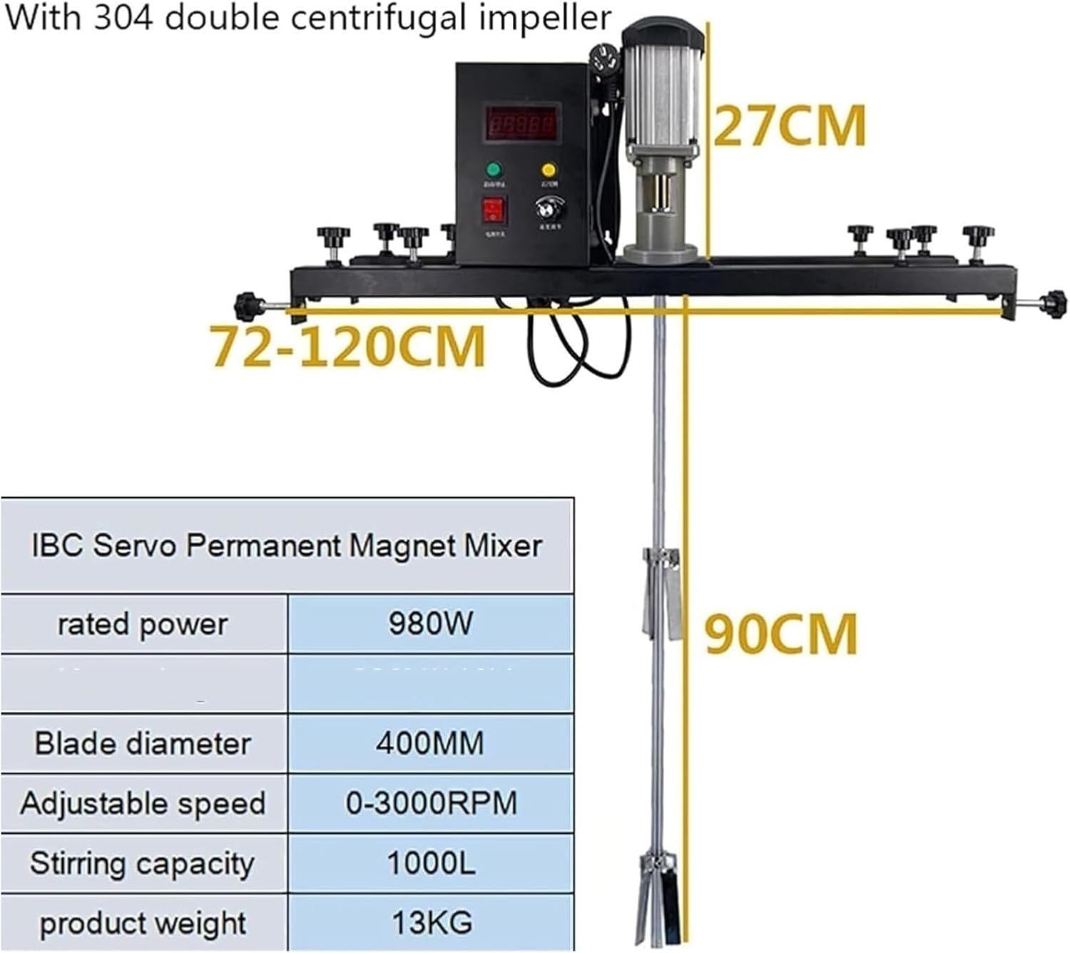 Agitator,980W Electric Tank Mixer Machine with Support Hanger,Paint Mixing Equipment for Ink Dissolver Agitator