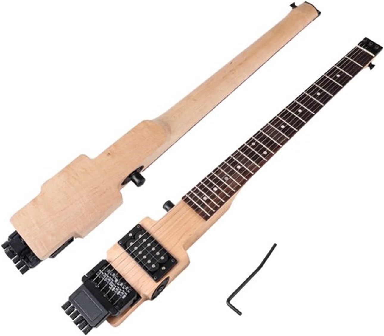 New Headless Travel Silent Electric Guitar Electric Guitar Neck (Color : Brown)