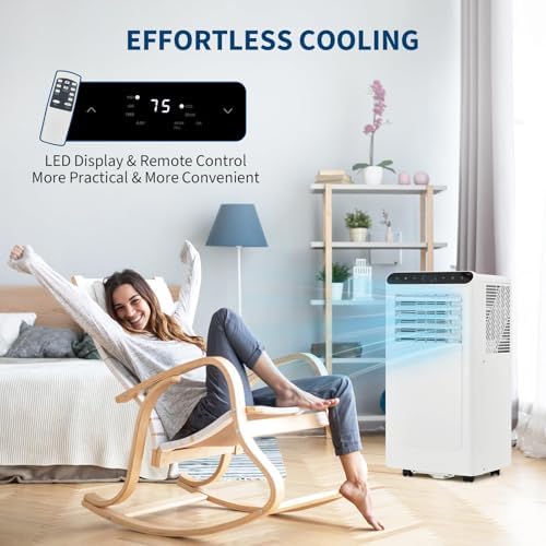 8,000 BTU Portable Air Conditioners, 3-in-1 Portable AC Unit Cools Up to 350 Sq.Ft, Quiet Air Conditioner with Fast Cooling/Energy Saving/Remote Control/24Hrs Timer for Bedroom, Office, Apartments, Wh