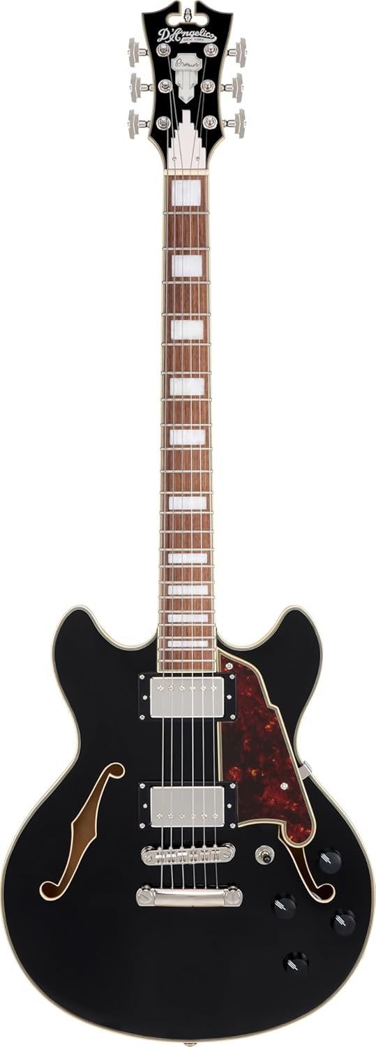 D'Angelico Premier Mini DC Electric Guitar - Black with Stopbar Tailpiece