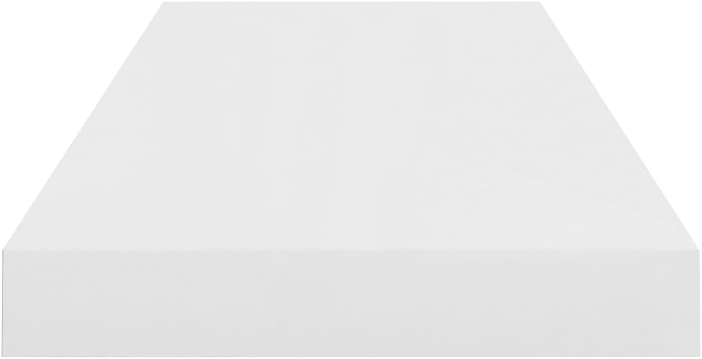 Wall Shelf High Gloss White Honeycomb MDF Floating Shelves for Wall 9.3x23.6x1.5 in for Living Room Bedroom Office Bathroom Decor Compact Storage