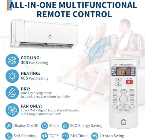 24000 BTU Wifi Mini Split AC, 19 SEER2 208-230V Inverter Ductless Wall AC w/WiFi & Alexa Compatible, Cools Rooms up to 1500 Sq.Ft, Energy Efficient Inverter AC Unit w/Complete Installation Kit, Remote