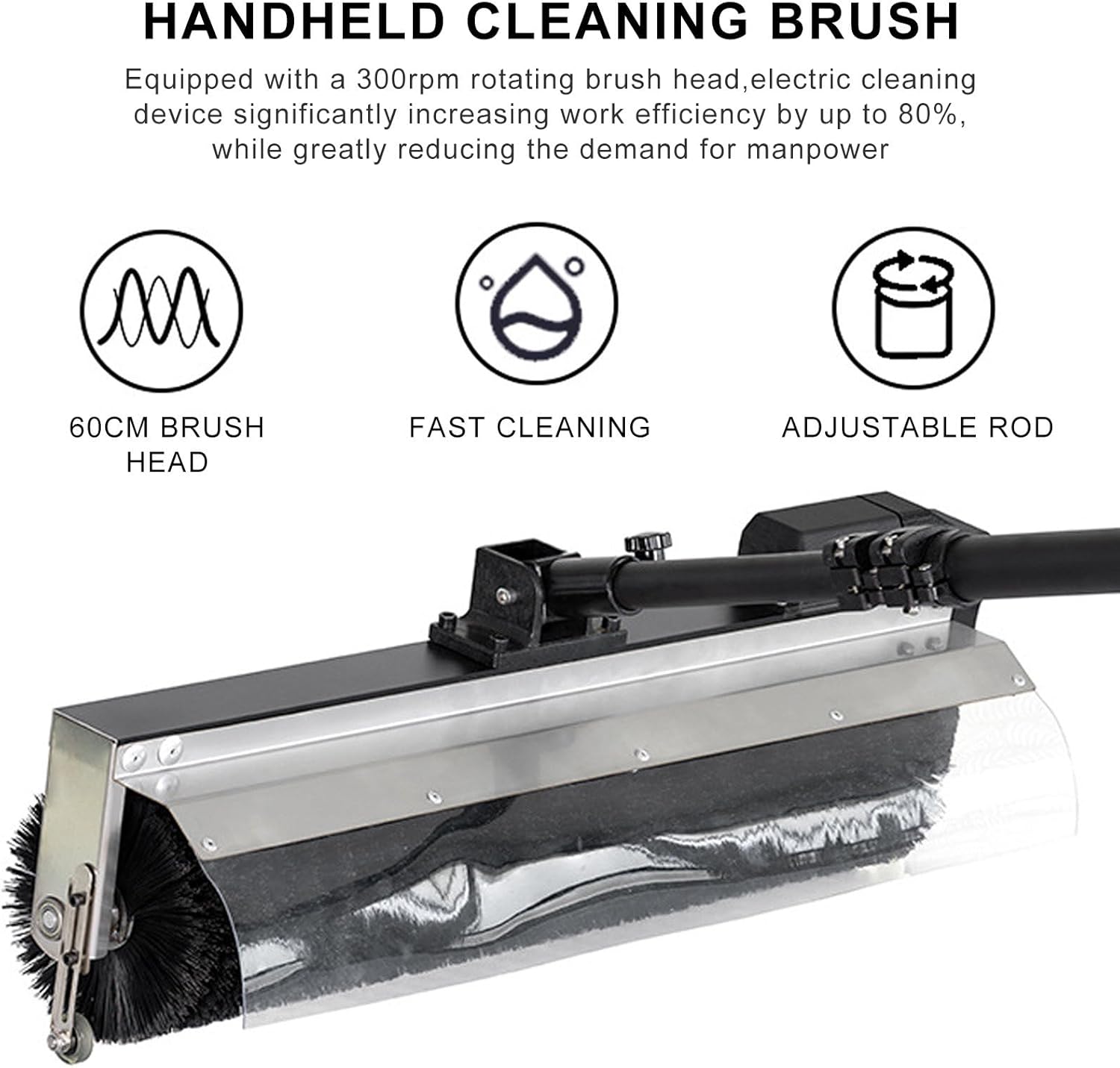 5.5 m (18 ft) Electric PV Panel Cleaning Machine - 360° Auto Rotated Brush Head,Automatic Water Supply,60 cm Cleaning Distance