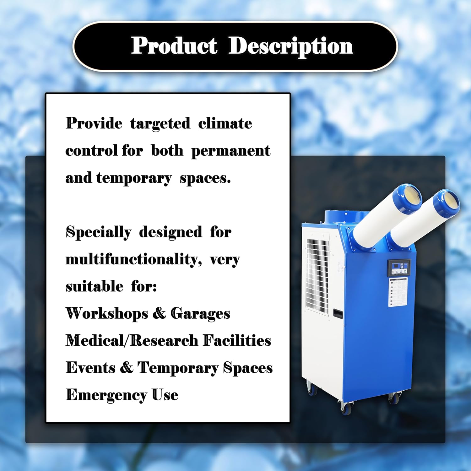 Industrial Air Conditioner Spot Cooler Air-conditioning Equipment for Supermarket Factories Double Tubes 220V 1800W