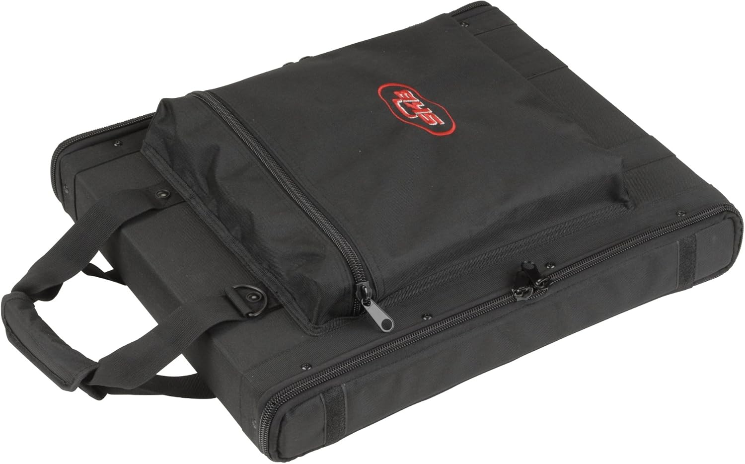 SKB Cases 1U Soft Rack Case for Wireless Microphone Systems with Steel Rails, Heavy Duty Zippers, Outer Pocket and Shoulder Straps, Black