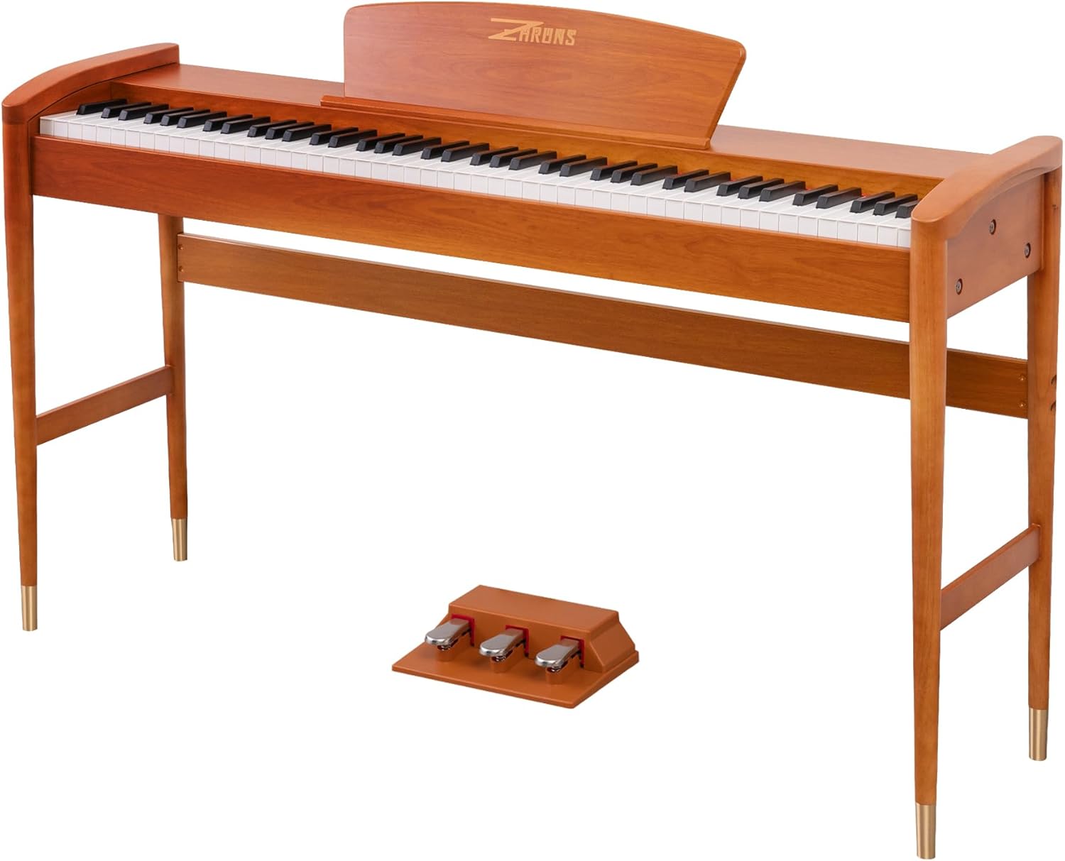 88 Key Piano Keyboard with Solid Wood Stand & Weighted Hammer Action | Home Electric Keyboard Piano for Beginners, Includes Triple Pedal and USB-MIDI