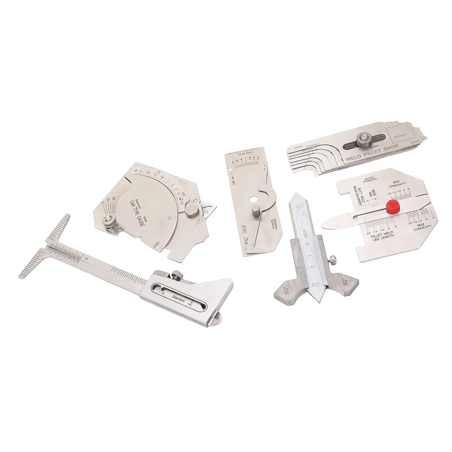 Pssopp Other Welding Equipment and Accessories Set, Stainless Steel Metric Welding Inspection Fillet Hi Lo Inspection Measure Set with 5 Storage Bags and 1 Box for Undercuts