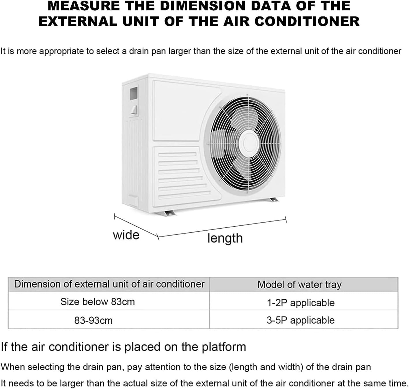 Plastic Drain Pan, Air Conditioner Condensate Drip Pan with 200cm/78.8in Drain Hose, Suitable for Indoor/Outdoor Split Air Conditioners(91.5 * 45 * 3cm/45 * 17.7 * 1.2in)
