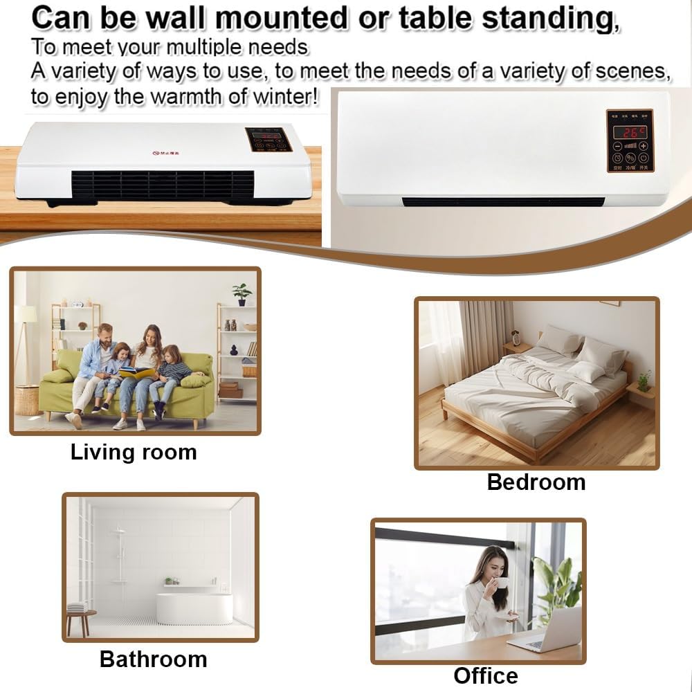 Generic 2 In 1 Wall Mounted Heating System, Mini Air Conditioner Fan, Cooling And Heating Conditioner Fan Portable For Small Room Bedroom Office Home