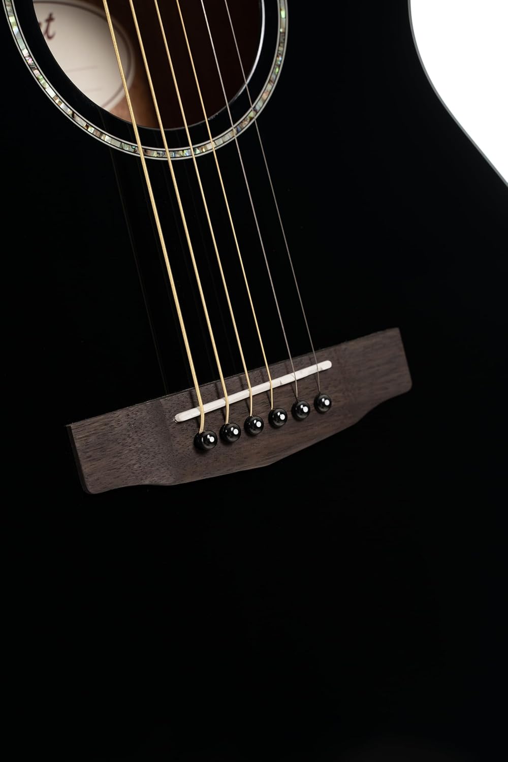 Cort L60BK Luce 60 OM Solid Top Acoustic Guitar, Black Gloss