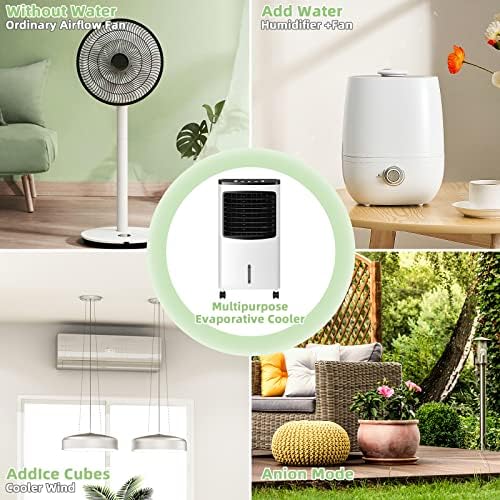PETSITE Evaporative Air Cooler, Portable Cooling Fan with Remote Control, Ice Packs, Humidifying, 3 Speeds, 7.5H Timer, Personal Swamp Cooler for Room Home Office