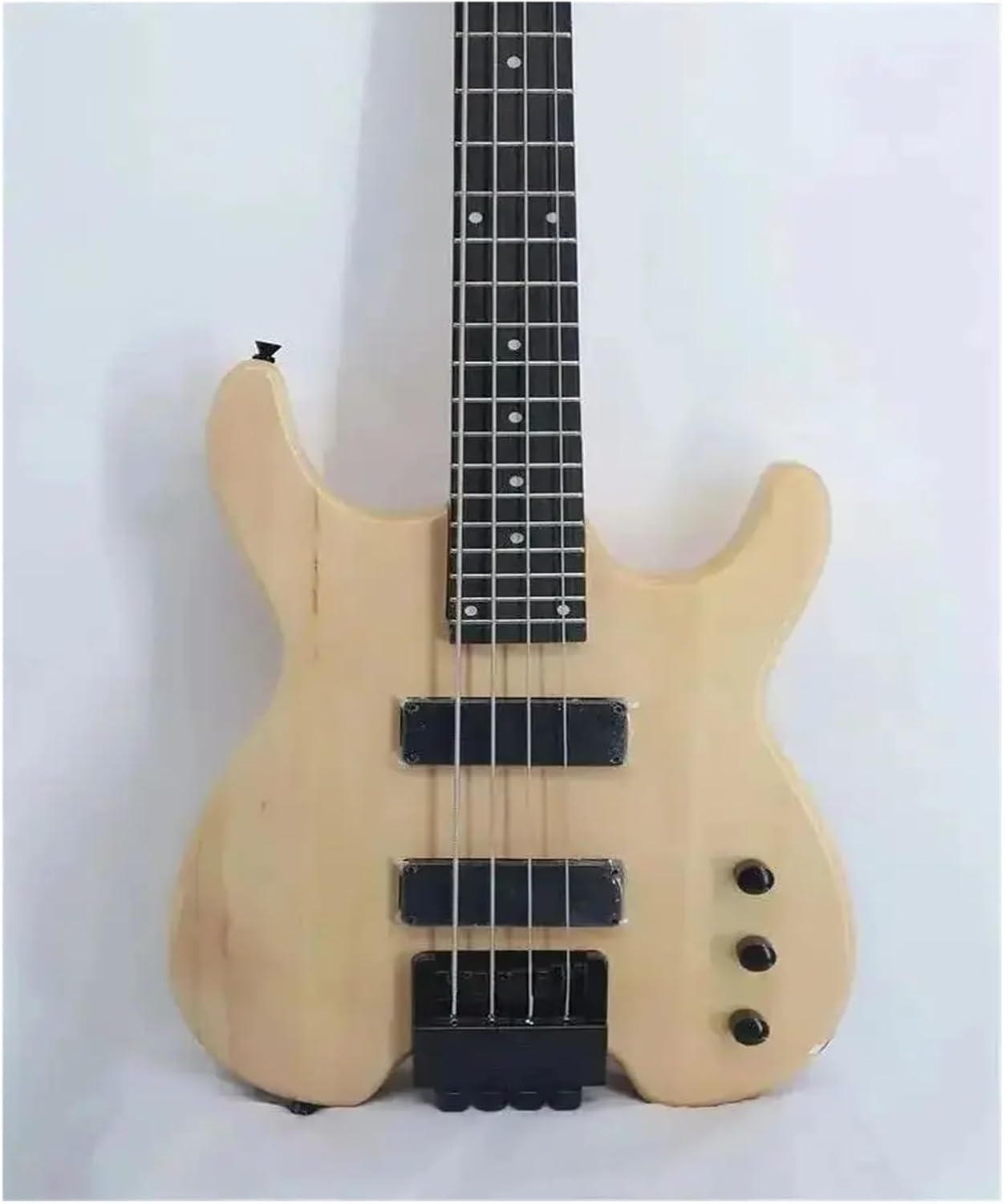 4-String Active Pickup Electric Bass Guitar Headless Design Black Finish