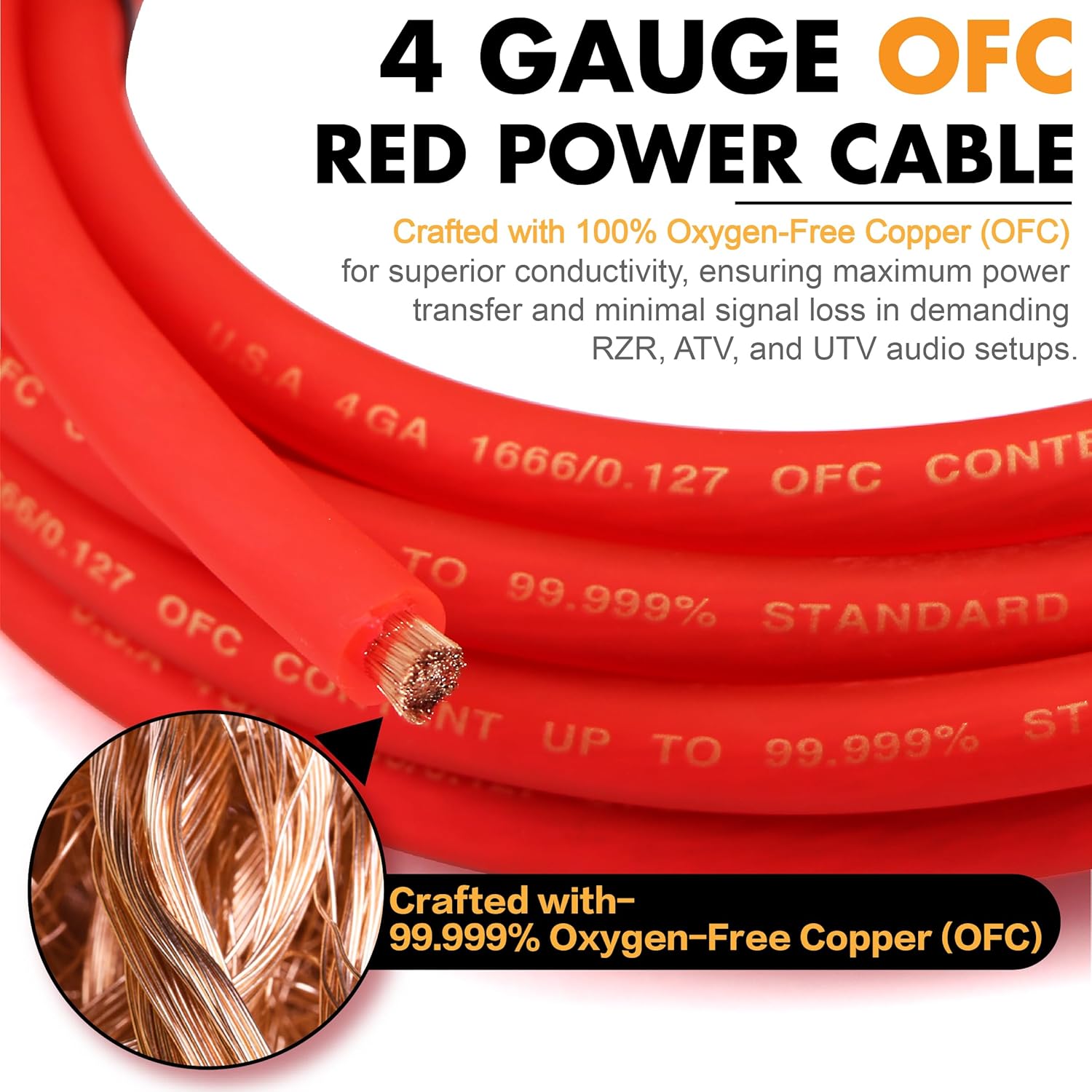 4 Gauge OFC Car Amplifier Wiring Kit 3000W - Fits Most Standard Amp Terminals | Complete with All Cables for Power, Ground, RCA & Speakers | Ideal for Car Stereo & Sub Upgrades