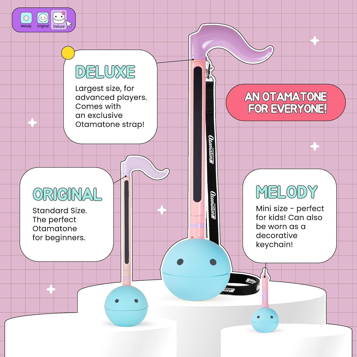 Otamatone Regular [Strawberry] and OT Deluxe [Unicorn] Bundle Japanese Electronic Musical Instrument Portable Music Synthesizer Maywa Denki Award Winning Educational Fun Gift for Children Teen Adult