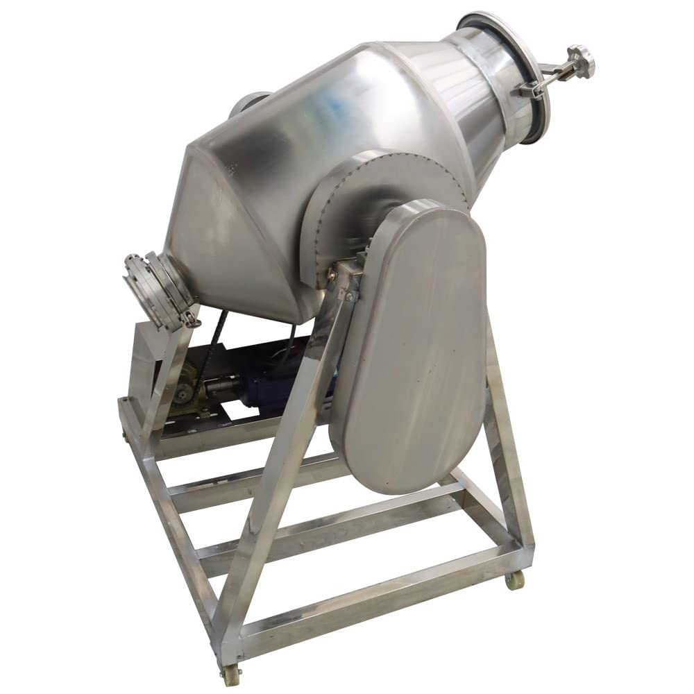 Stainless Steel Dry Powder Mixer Metal Powder Blender Granular and Food Drum Mixing Machine, 110V, 3KW, 60L