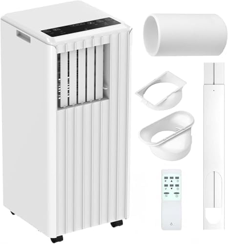 8,000 BTU Portable Air Conditioner – 3 in-1 Cooling, Dehumidifier & Fan for Rooms up to 350 sq.ft. | Ultra-Quiet Sleep Mode | Energy-Saving 24H Timer | Remote Control & Complete Window Kit Included