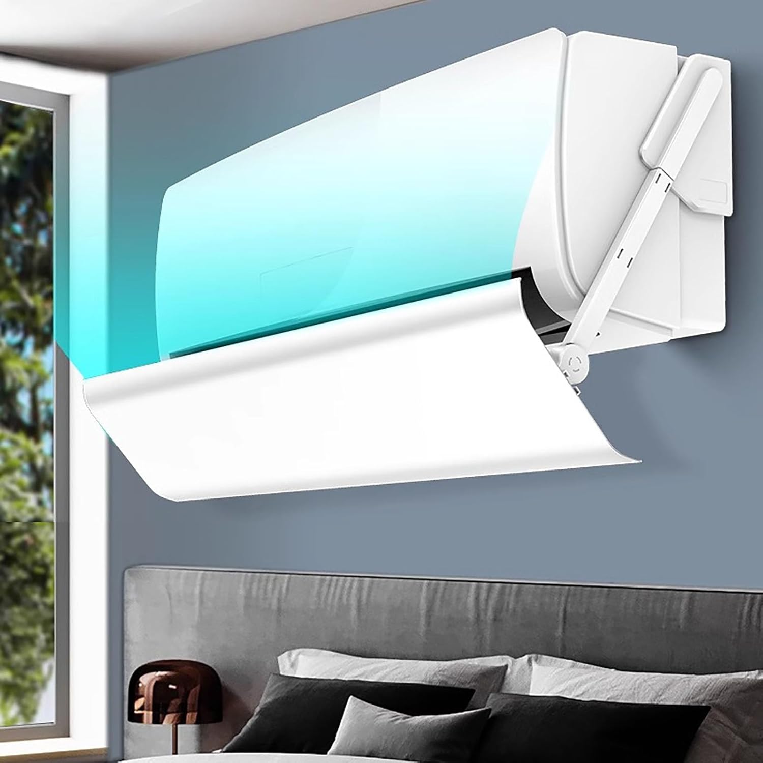 Air Conditioning Baffle, Air Conditioner Deflector of Adjustable Bracket, Air Vent Extender for Wall-Mounted AC, Prevent Direct Wind