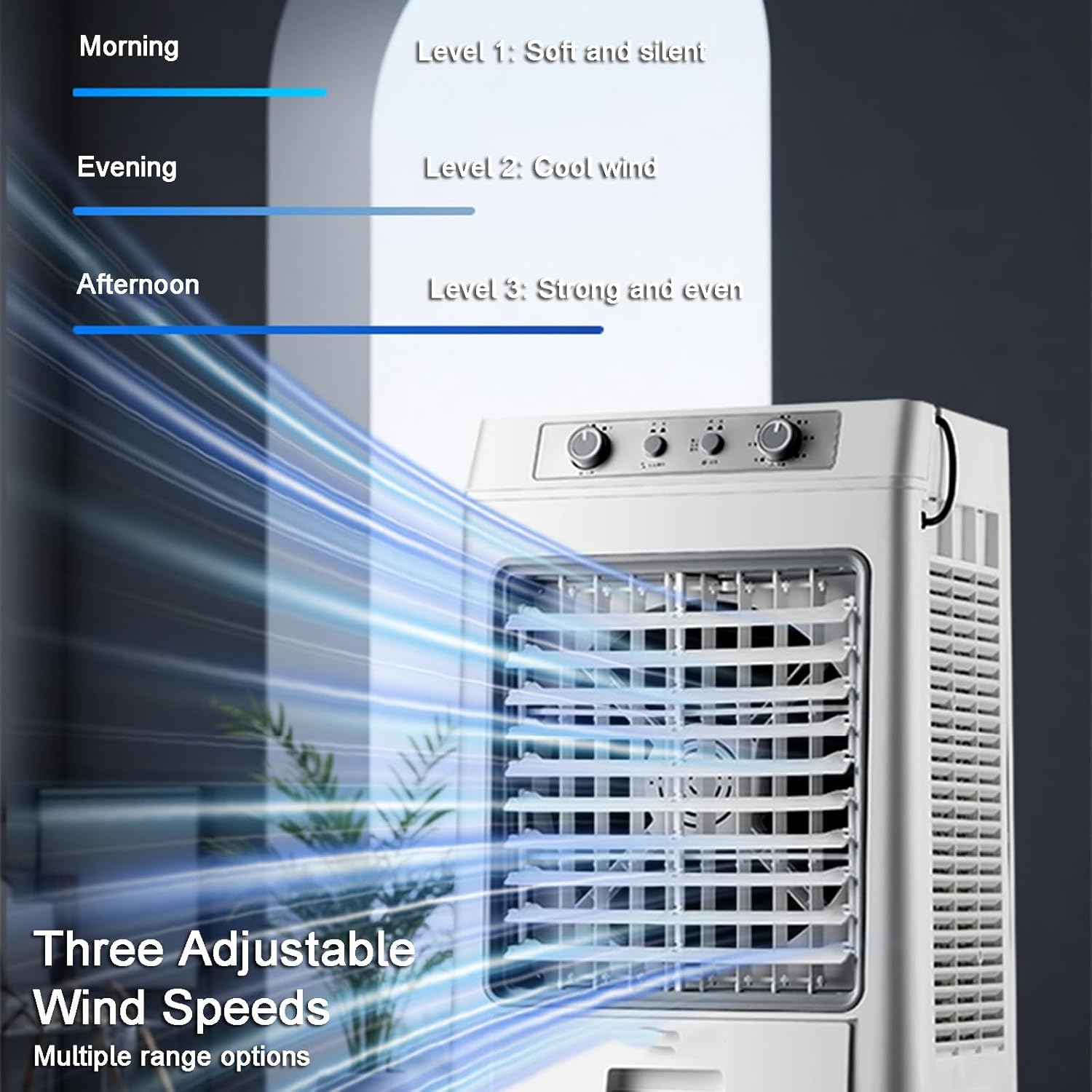 Portable Air Conditioners, Cooler for Room, 3 Wind Speeds, Wide-angle Air Supply, with Detachable Water Tank and Ice Pack, for Home, Office(Orange)