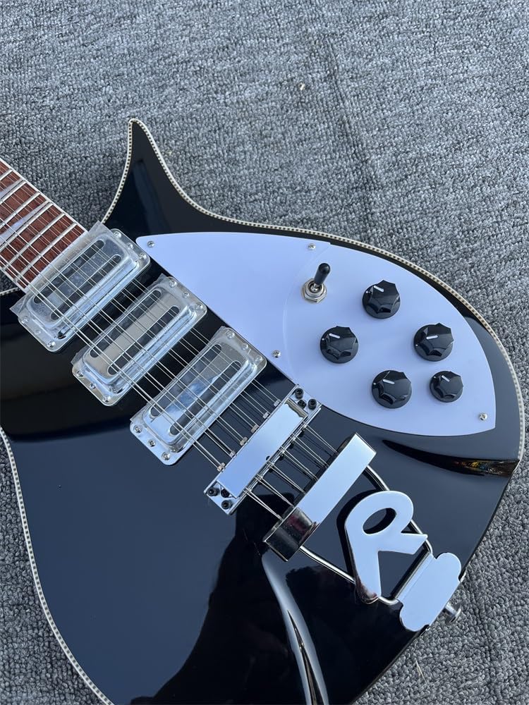 Custom 12 Strings Electric Guitar 350 Mahogany Body Rosewood Fretboard Top&Back Binding Black Color R Tailpiece