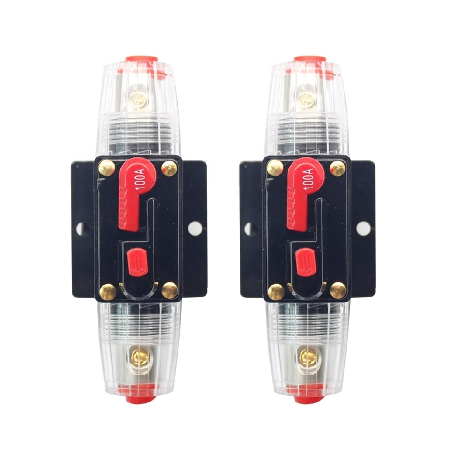 DC 12V 24V 20A50A60A70A80A100A120A150A Fuse Holder Black Car Stereo Audio Inline Circuit Breaker for Truck Amplifier(100A)