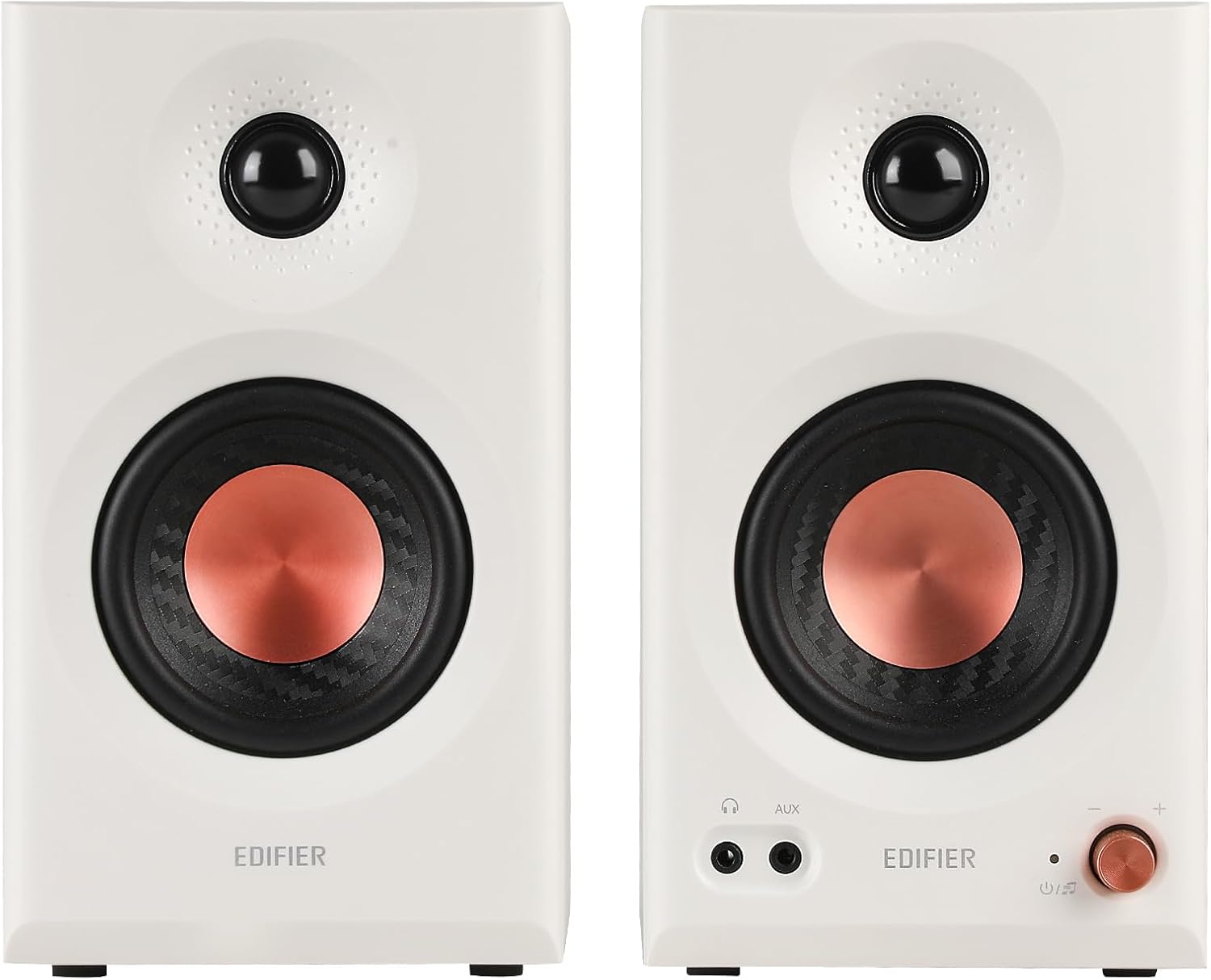 Edifier MR3 Powered Studio Monitor Speakers, Hi-Res Audio Certified Bluetooth V5.4 Active Bookshelf Loudspeakers, 2.0 Computer Speaker with Headphone Output RCA AUX Balanced TRS Input (White)