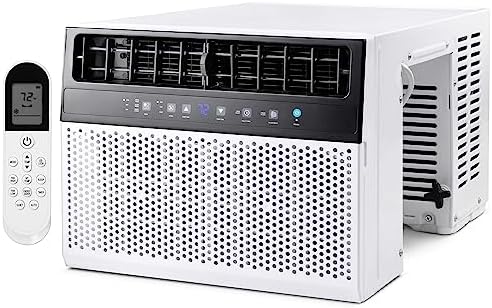 ZAFRO 12000BTU Window Air Conditioner U-Shaped Cools 550 Sq.Ft., Ultra Quiet Energy-Efficient Cooling, With Remote Control, White