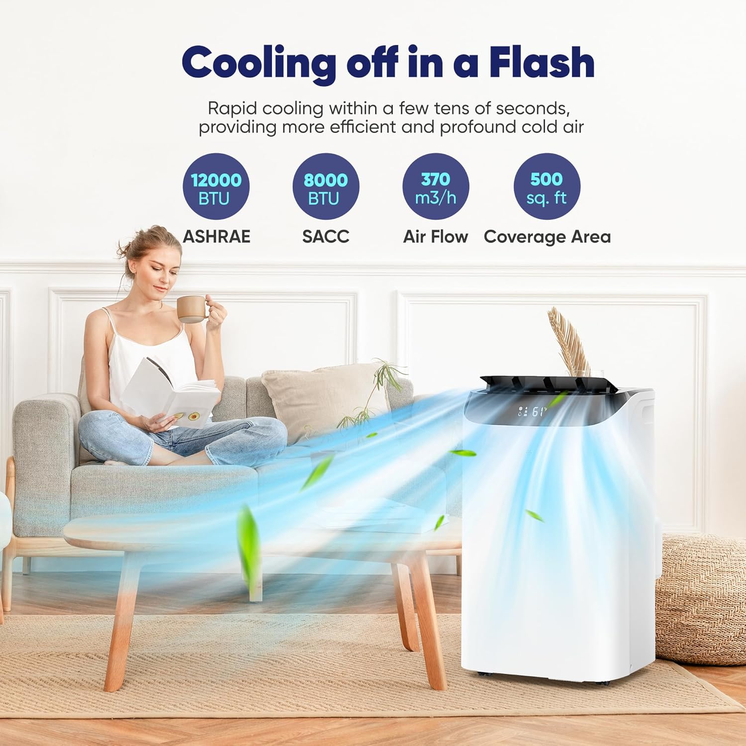 14000 BTU Portable Air Conditioner with Remote Control, 3-IN-1 Free Standing Cooling Portable AC Unit with Fan & Dehumidifier Function, 24H Timer, Quiet Sleep Mode, Windows Kit Included