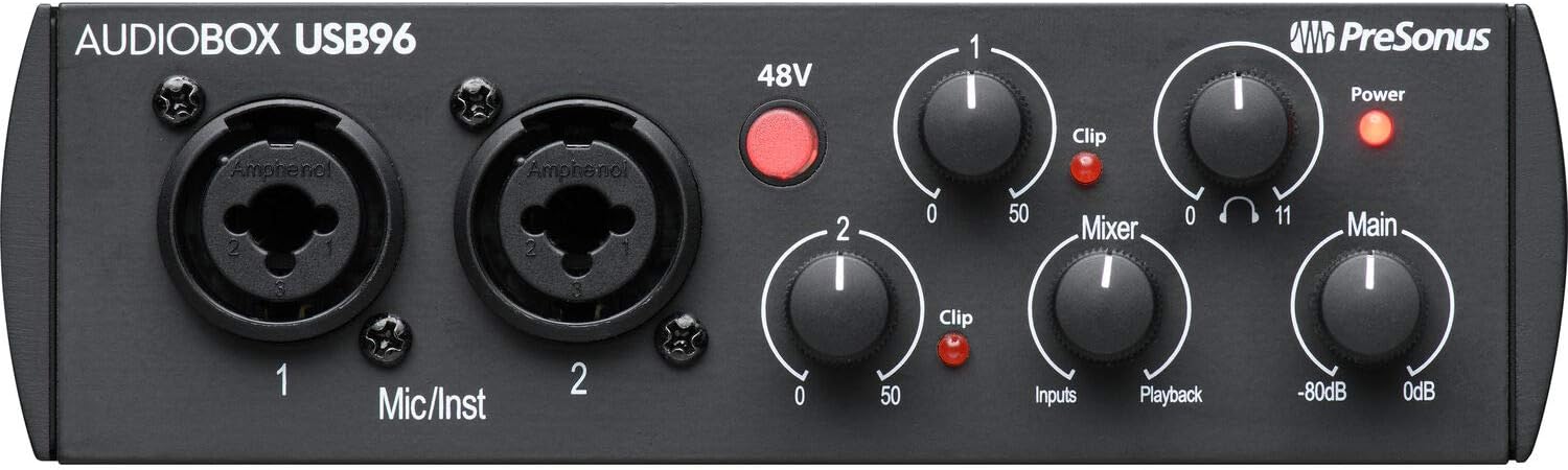 LyxPro Full Size Electric Guitar Black with 20w Amp Package with Presonus AudioBox 96 USB 2.0 Audio Interface Studio Bundle with Studio One Artist Software Pack