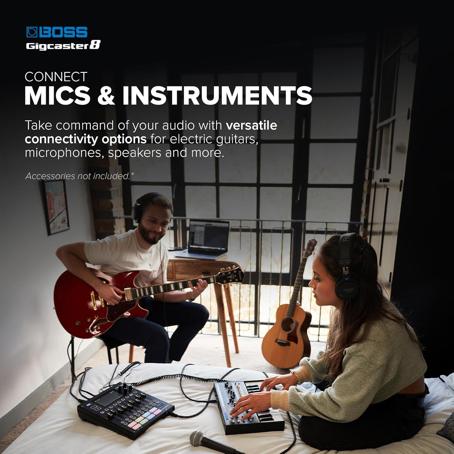 BOSS Gigcaster 8 | 8-Channel Audio Streaming Mixer with Direct Guitar/Bass Input | 4 XLR/TRS Combo Inputs | Built-In Stereo Mic | 8 SFX Pads | 20x14 USB Audio Interface | Onboard Recording