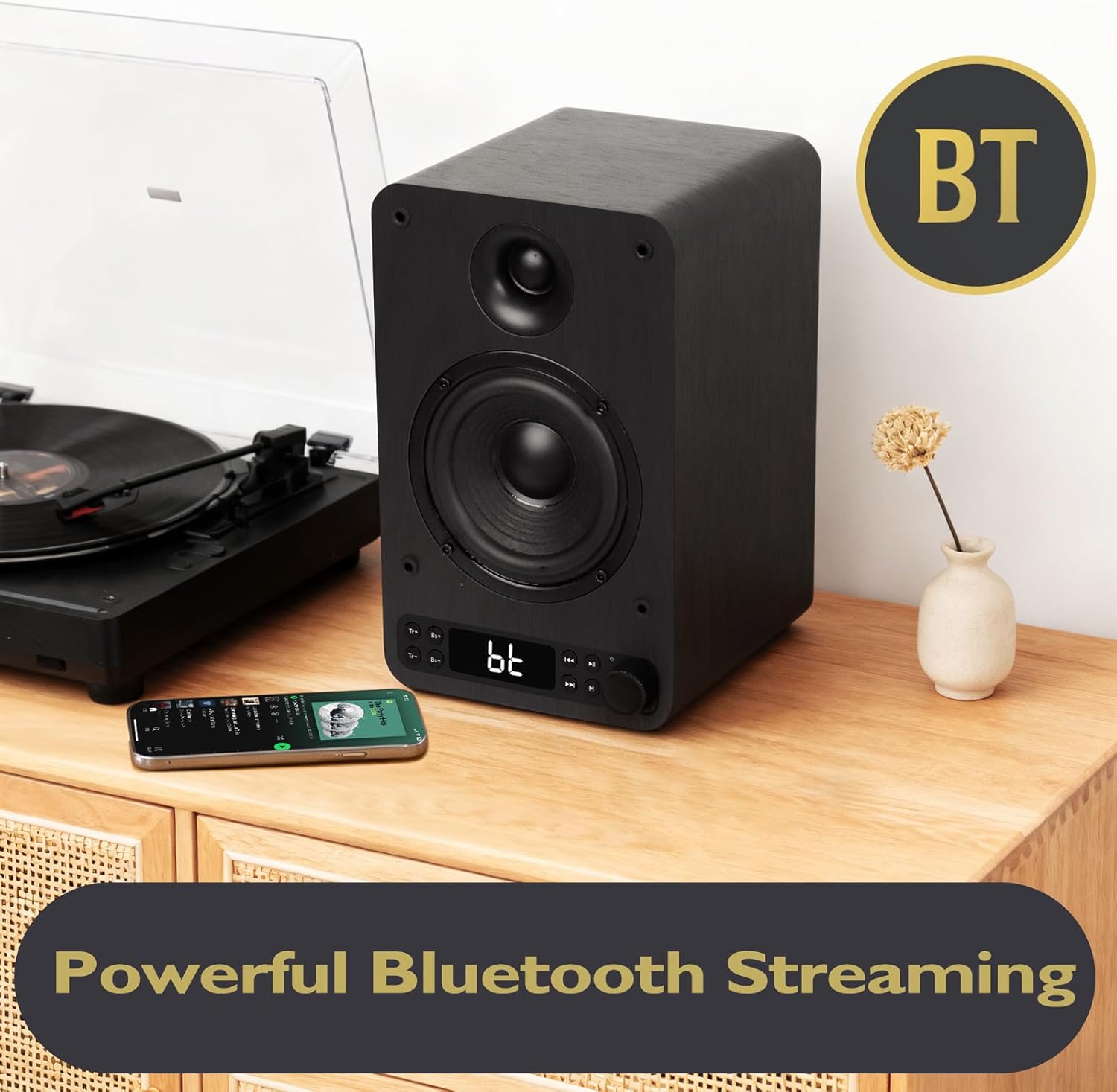 LEMEGA Active Bookshelf Speakers 40W RMS, Powered Stereo Speakers with 4