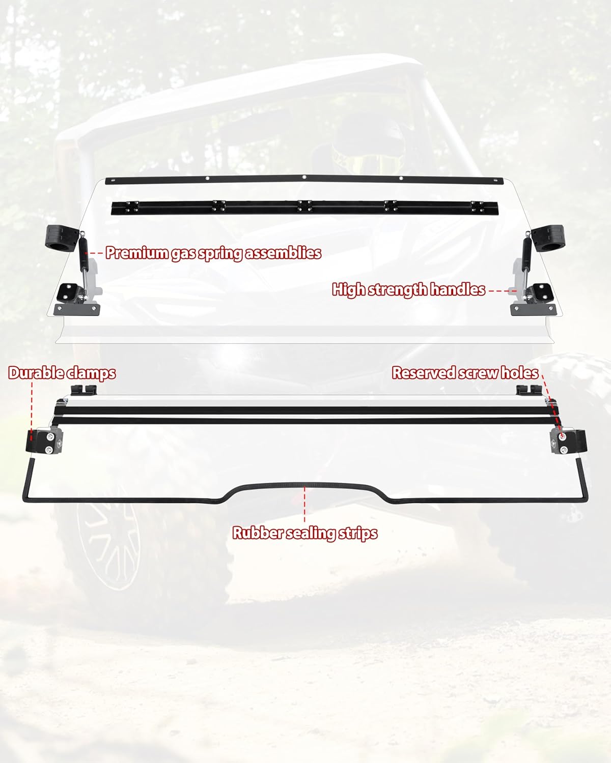 SAUTVS Flip Up Windshield for Yamaha Wolverine RMAX 1000 2021-2025, Clear 1/5