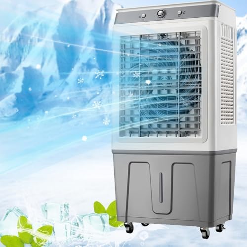 3-in-1 Evaporative Air Cooler, 9 Gal Water Tank Outdoor Air Conditioner, 120° Oscillation Swamp Cooler, 32inch Portable Cooling Fan For Indoor＆Outdoor
