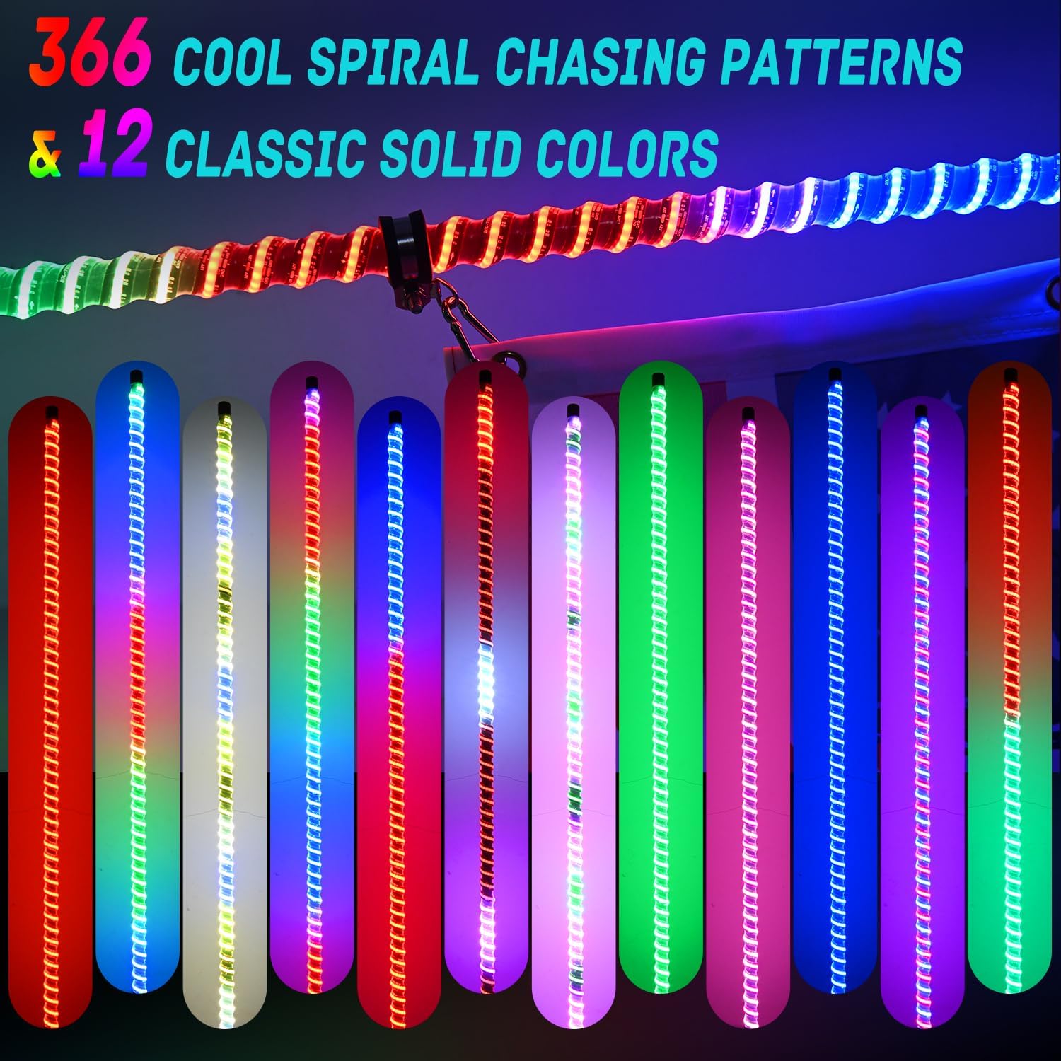 Nilight LED Whip Light 2 PCS 3FT COB RGB Lighted Antenna Whips with Spring Base Remote & App Control DIY Patterns Turn Brake Reverse Lights for Can-am Offroad ATV UTV RZR Polaris Dune Buggy Truck