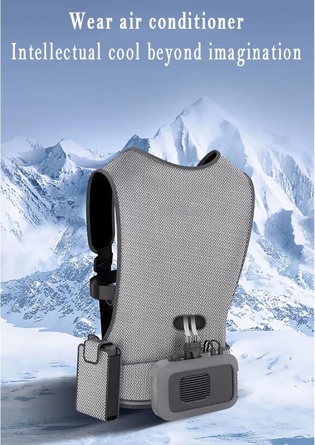 Air Conditioner Clothes, USB Battery Powered Wearable Ac Vest, 2 Levels of Ice Feeling Adjustable, Rapid Drop 12°C, Water Cooling, Skin-Friendly and Breathable