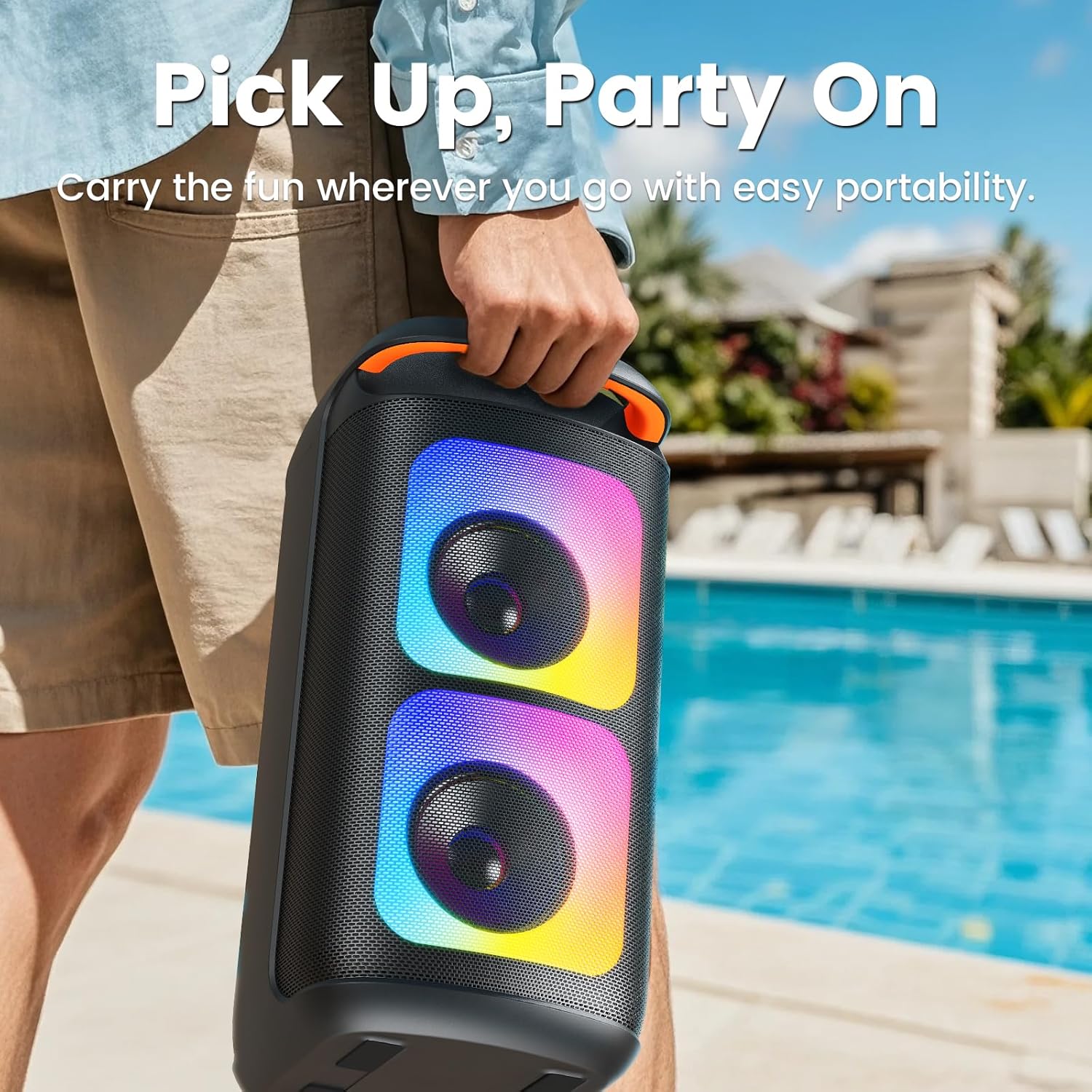 Karaoke Machine with 2 Wireless Microphones, Portable Bluetooth Karaoke for Adults, Powerful Dual 8