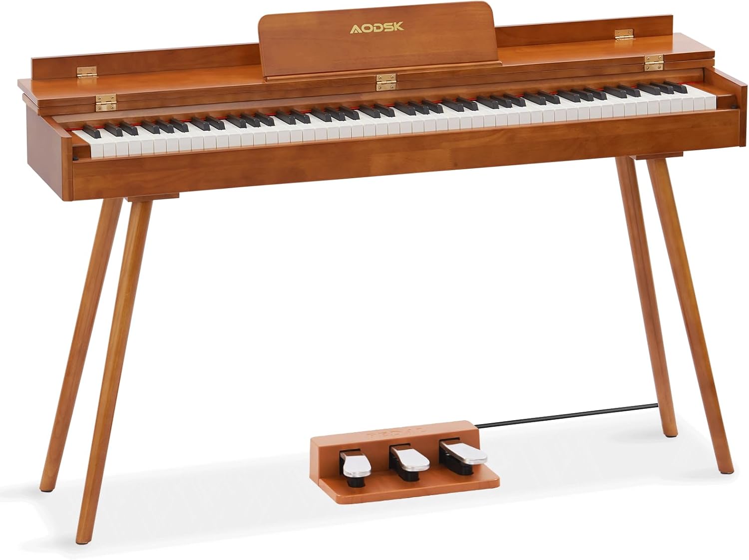 AODSK Digital Piano 88 Key Full Size Weighted Keyboard Solid Wood Frame + Solid Wood Brown piano Bench