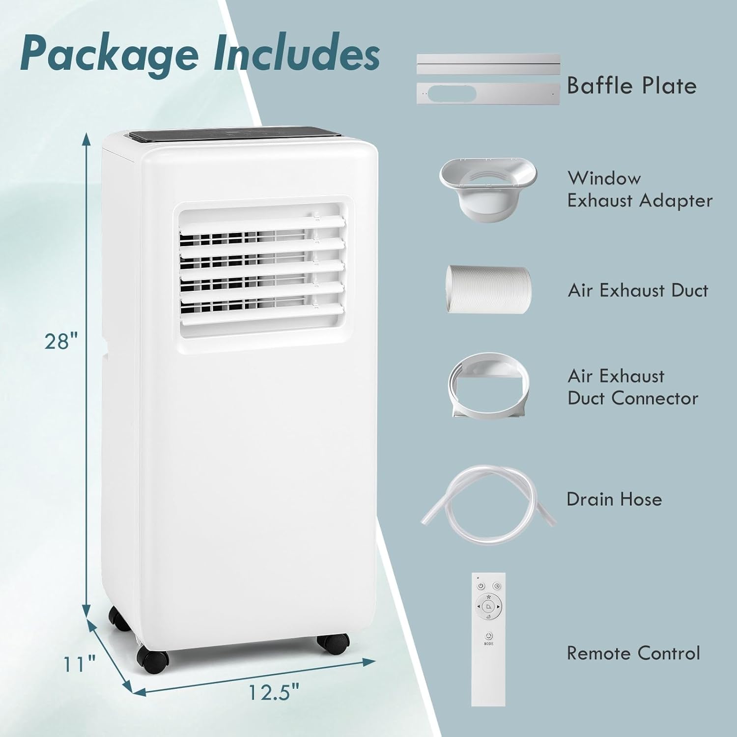 SIMOE 10,000 BTU Portable Air Conditioner up to 350 Sq.Ft. with Remote Control, 3-in-1 Quiet Portable AC with Sleep Mode, 24H Timer, Child Lock, Window Installation Kit for Bedroom/Home/Office