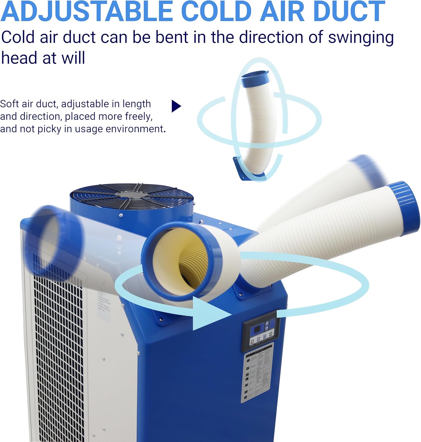 Industrial Air Conditioner 18700BTU/H Industrial Spot Cooler Air Conditioner with 3.7Gal Water Tank Portable Mobile Spot Cooler Double Ducts 1.8KW 220V