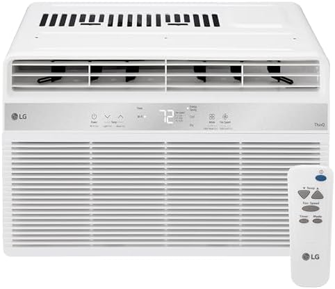 LG 6000 BTU Window Air Conditioner[2024 New] Remote Control, WiFi Enabled works with LG ThinQ, Alexa, Hey Google, Washable Filer Ultra-Quiet Cools Small Room up to 250 Sq.Ft AC Unit White LW6024RSMX