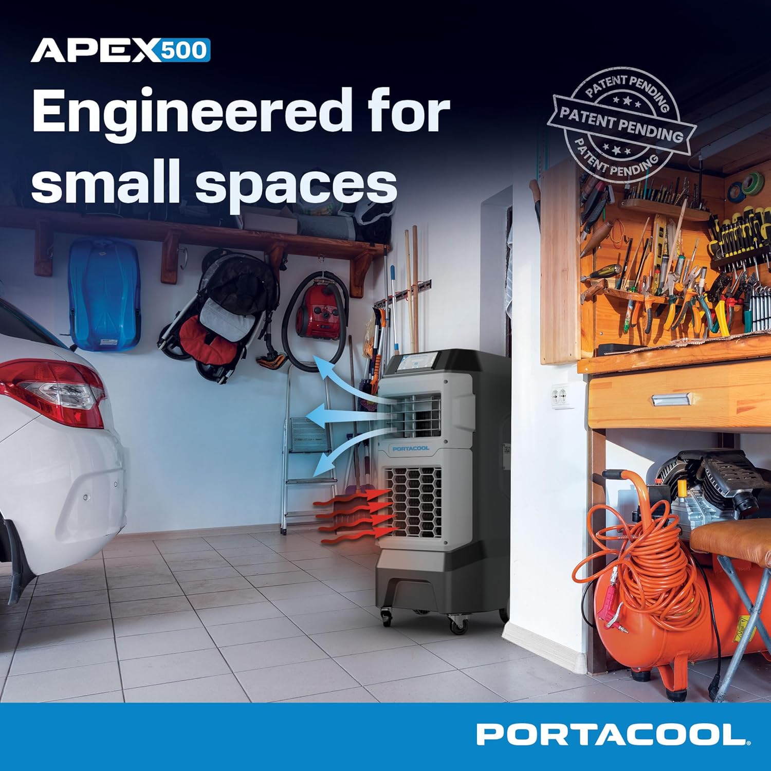 Portacool Apex 500 (PACA05001A1) – Wi-Fi Enabled High Velocity Portable Evaporative Cooler for 500 sq. ft. with up to 55-foot Reach, Oscillating Louvers, Programable, 13 Gallon Reservoir, Variable Spd